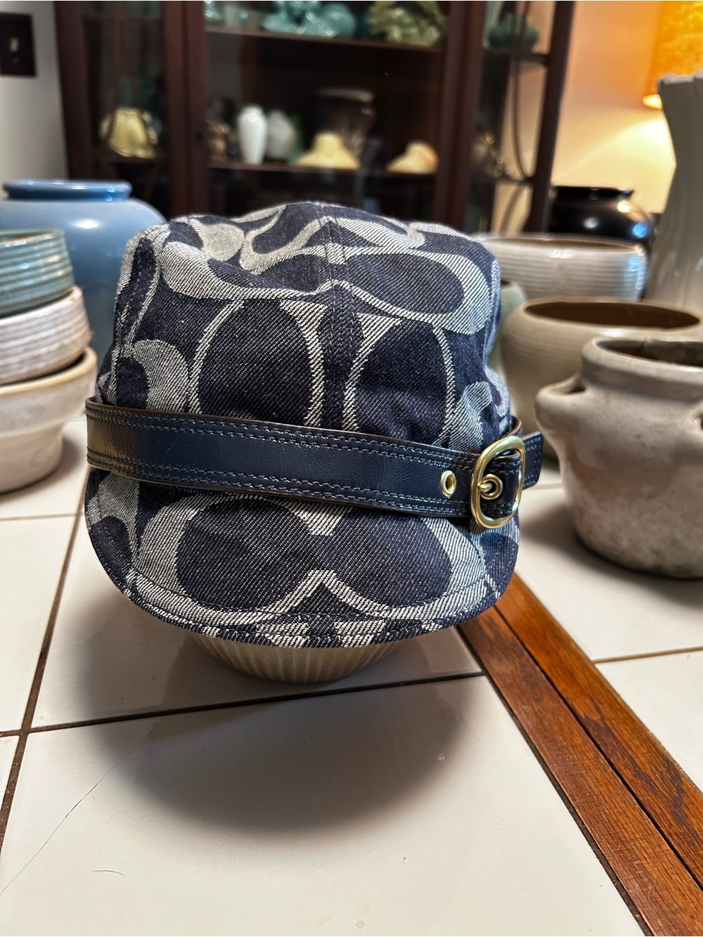 Coach Navy Blue Signature Denim Cadet Cap